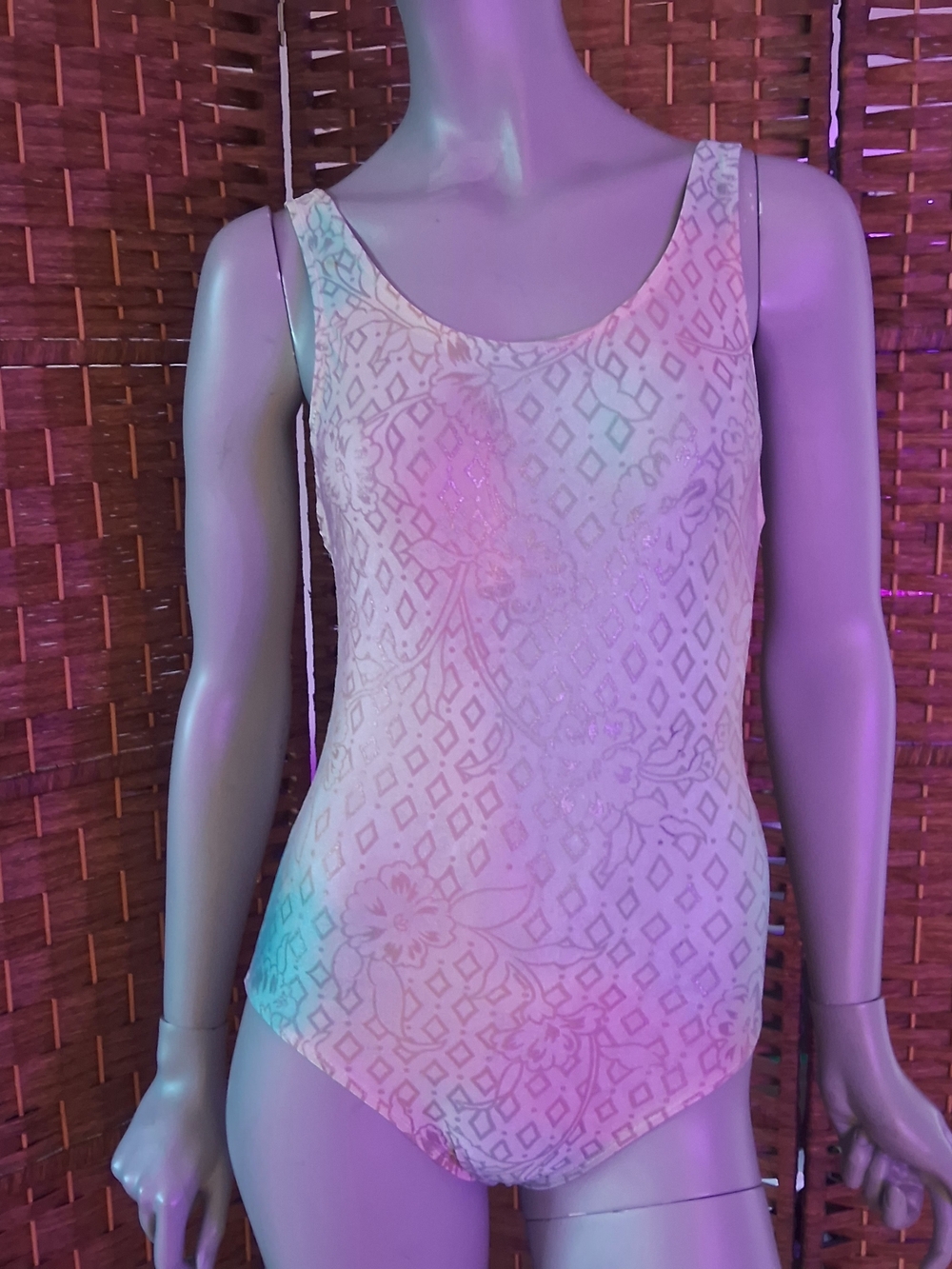 🌟 3/$30. Retro Sleeveless Floral & Diamond Watercolour Tank Bodysuit - TieDye